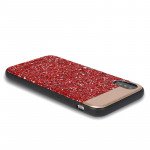 Wholesale iPhone X (Ten) Sparkling Glitter Chrome Fancy Case with Metal Plate (Pink)